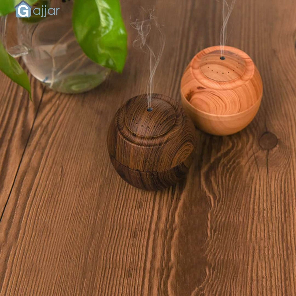 

USB Aroma Essential 500ml Oil Diffuser Ultrasonic Air Humidifier with Wood Grain Changing LED Lights for Office Home