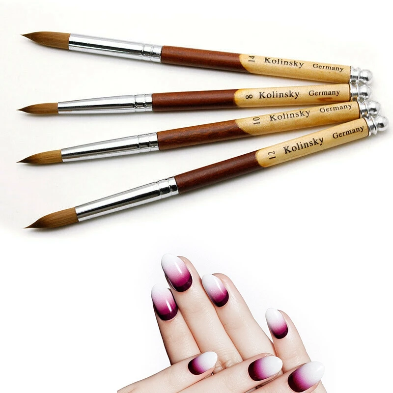 

2x Acrylic Crimped Nail Brush Nail Art Brush with Acrylic Handle - 12 & 10