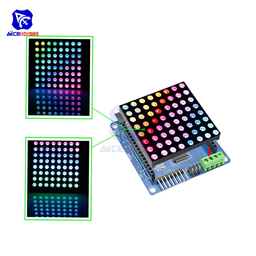 Светодиодная матрица diymore 8x8 RGB стандартная анодная плата с блоком управления