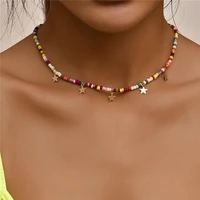 2021 personality bohemian colorful beads and stars pendant necklace for women party accessories