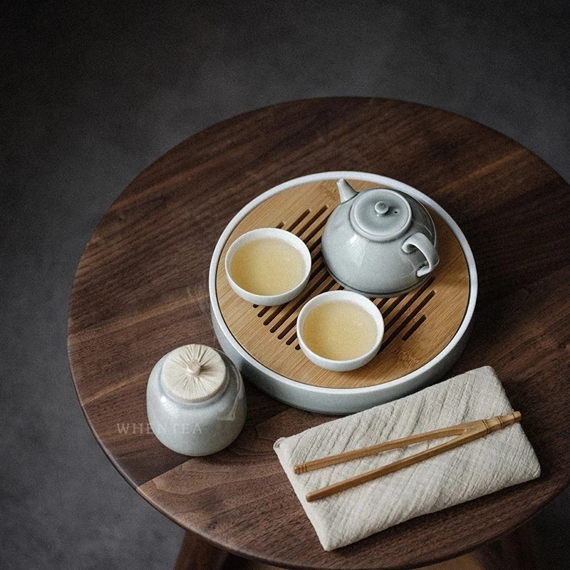 

Simple Japanese Style Ash Kettle Household Zen Kungfu Ceramic Tea Cup Small Tea Tray Personalized Gift