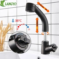 thermostatic pull out bathroom sink faucet hot and cold water mixer crane lift up and down finished 360degree water mixer tap