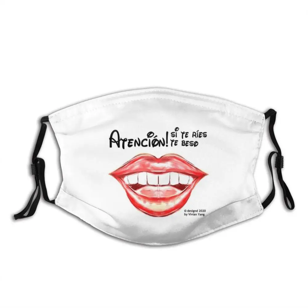 

Atención! You Te Ríes Te Beso Fashion Masks Humor 2020 Shut Down Cotton Fun Claims Satire Comic Quarantine Social
