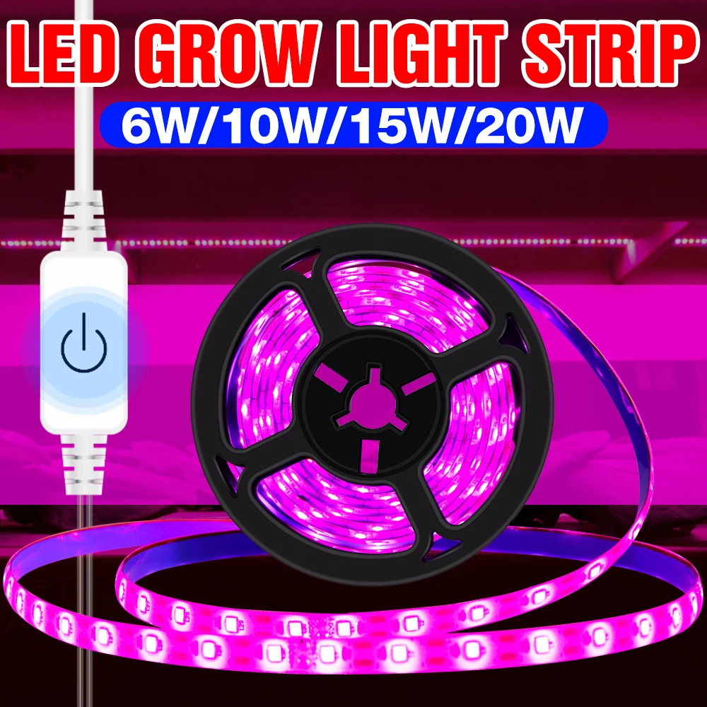 

LED Plant Grow Light Strip USB Full Spectrum Phyto Lamp 0.5M 1M 2M 3M LED Planting Tent Growth Light Touch Dimming Phyto Light