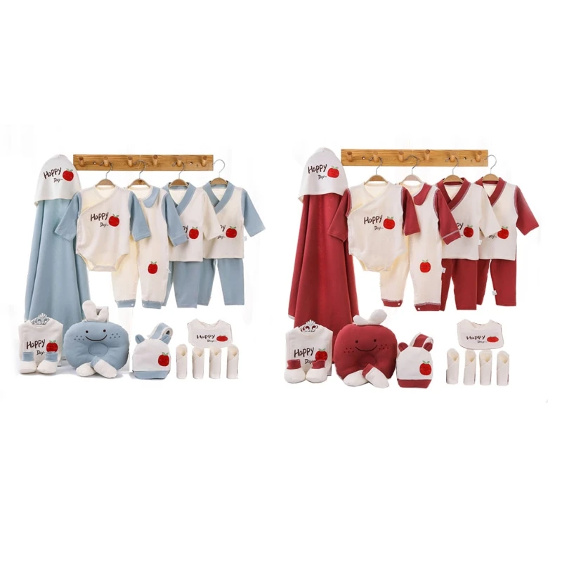 

Комплект детской хлопковой одежды из 20 предметов, брюки + нагрудник + шляпа + Топы с длинным рукавом + носовой платок 69HE