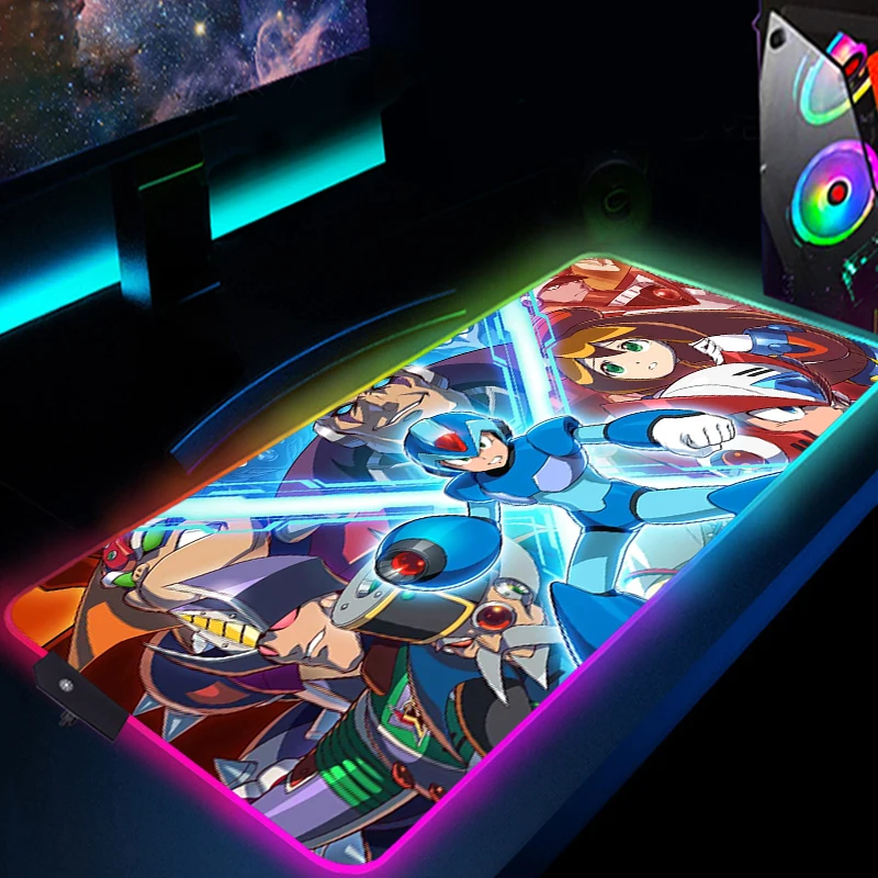 Игровой коврик для мыши Megaman X Светодиодный настольный коврики компьютера Rgb