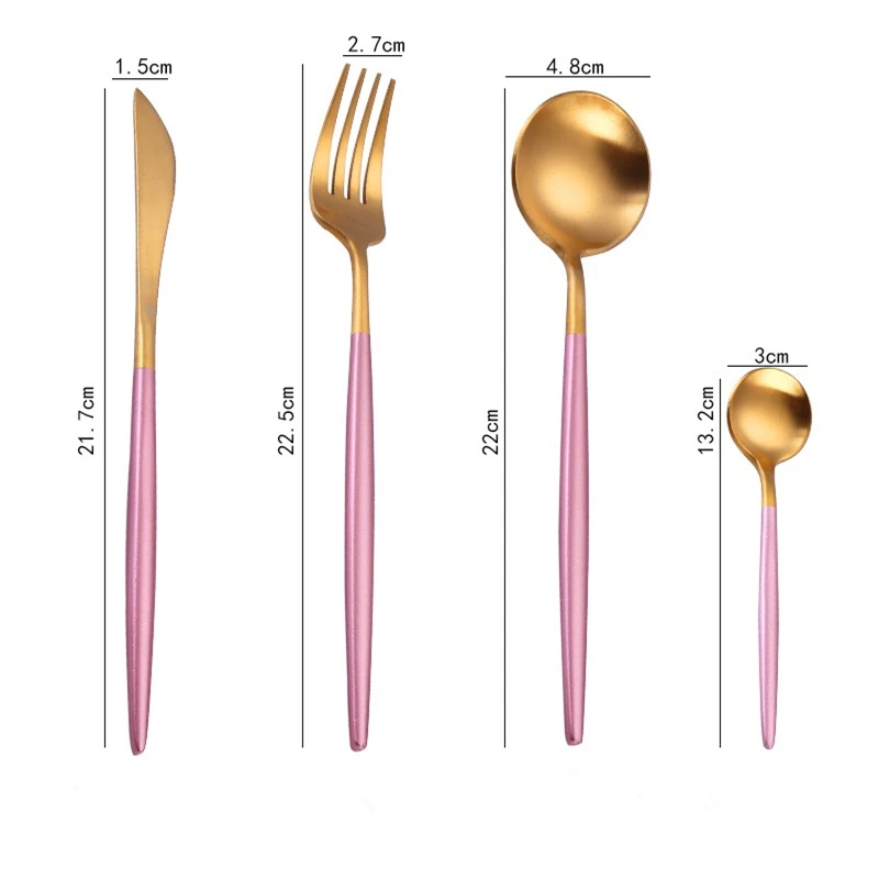 

Stainless Steel Dinner Set Cutlery Luxury Knife Fork Spoon Dessert Dinnerware Western Food Silverware Kitchen Tableware