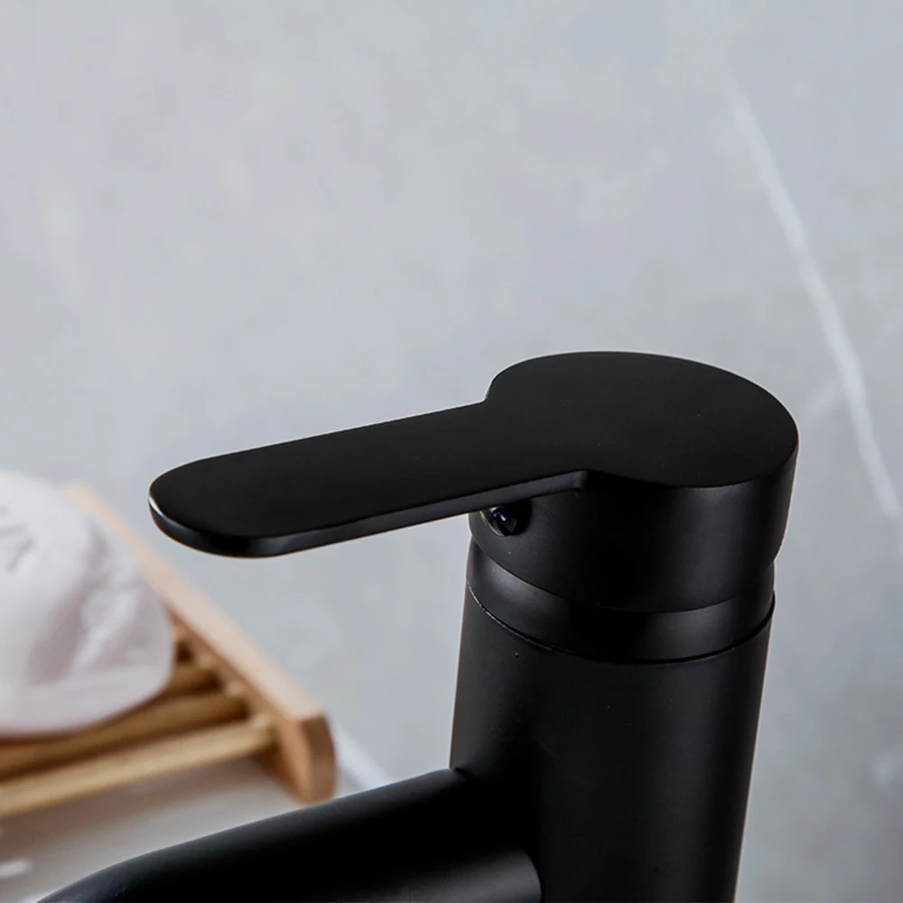 TP-8012 Black Faucet Stainless Steel Paint Bathroom Basin Faucets Blacked Hot Cold Mixer Tap Single Hole | Обустройство дома