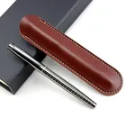 Роскошный Ролик Шариковая ручка металлическая решетка гелевая ручка канцелярские принадлежности школы офиса пишущая шариковая ручка и кожаный пенал