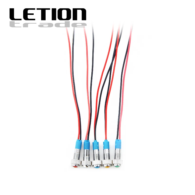 5 шт. в партии 6 мм Водонепроницаемый светодиодный металлический Индикатор Пилот