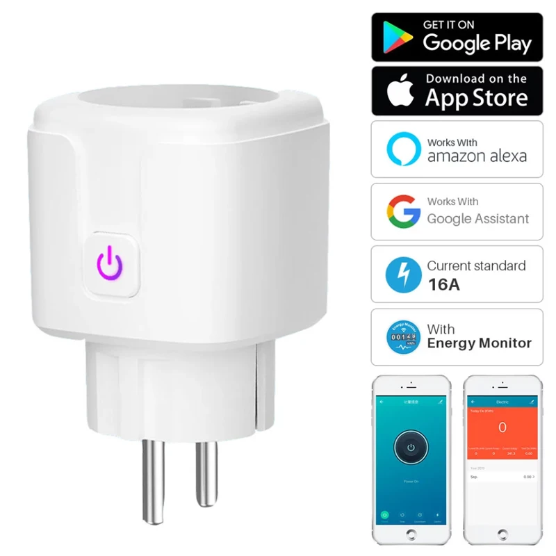 16A WiFi смарт розетка с Мощность контролем энергии ЕС Стандартный мульти штекер
