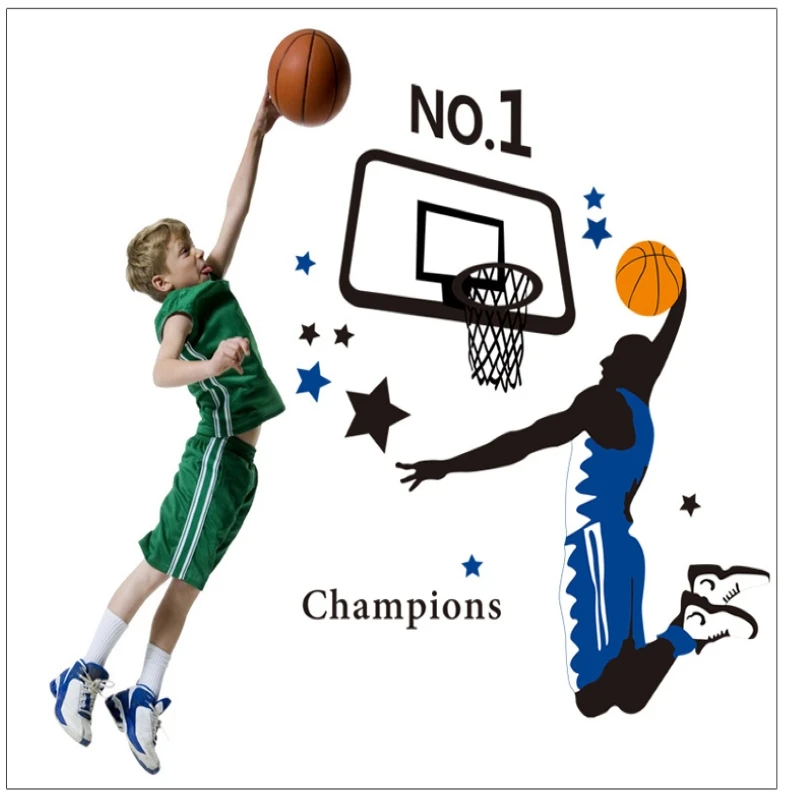 

Big Slam Dunk carving wall paste Basketball Wallpaper Morden Self Adhesive Film Vinyl Murals For Room Decoration Teenager