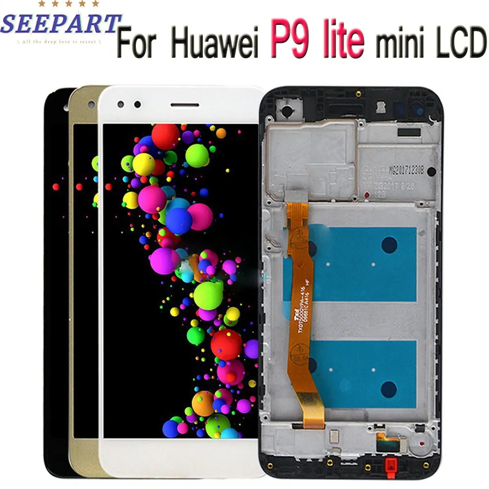 

New Screen For Huawei P9 Lite Mini LCD DIsplay Touch Screen Digitizer SLA-L22 LCD + Frame Replacement For HUAWEI P9 Lite Mini