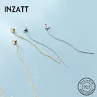 INZATT, Настоящее серебро 925 пробы, цепочка в виде сердца, серьги-гвоздики с кисточками, Модные женские ювелирные украшения, вечерние, минималистичные, милые аксессуары
