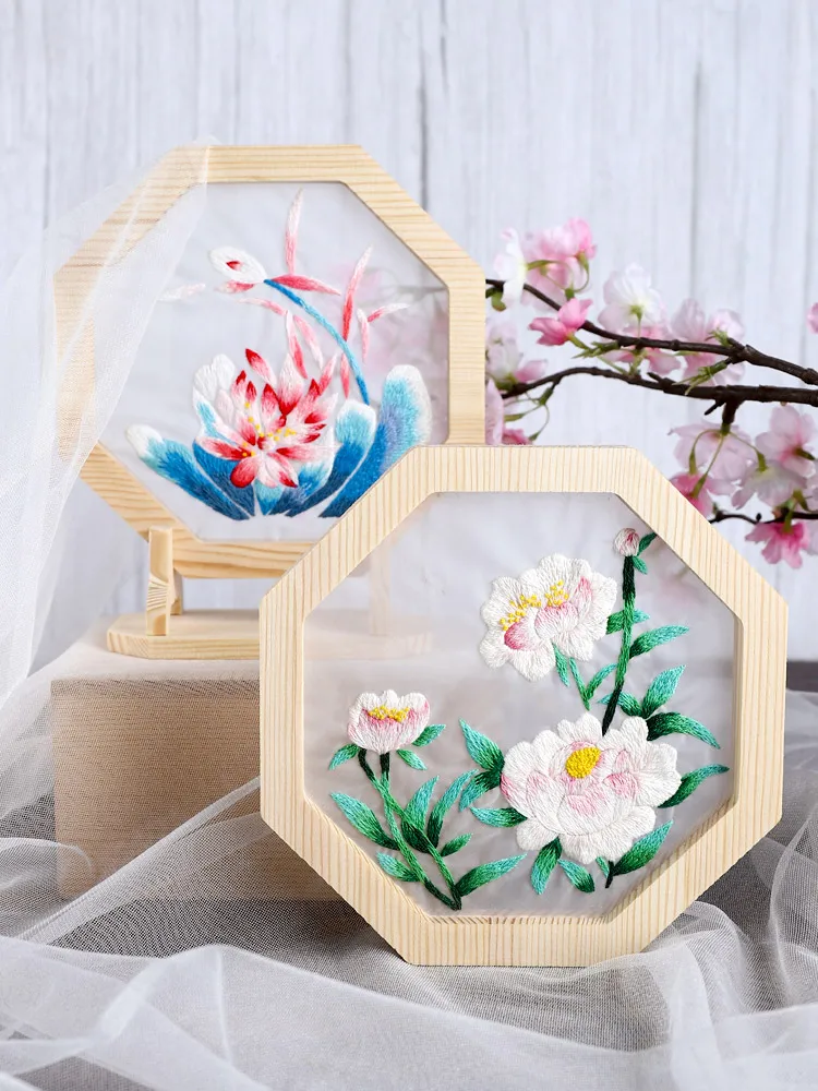Китайские цветы вышивка набор с деревянной рамкой DIY Вышивка крестиком набор ручной работы ремесло вышитая картина Материал Пакет