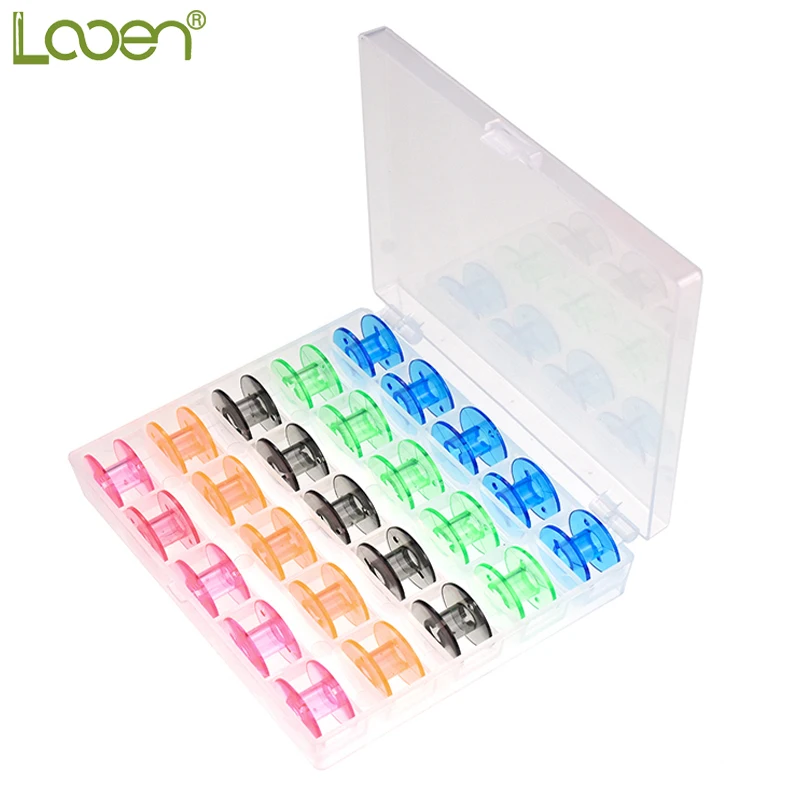 25 шт./компл. пустые бобины катушки для швейных машин цветной пластиковый чехол