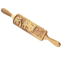 nativity engraved rolling pin non stick wooden embossed dough roller rolling pins for cookies pies clay kitchen tool tb sale