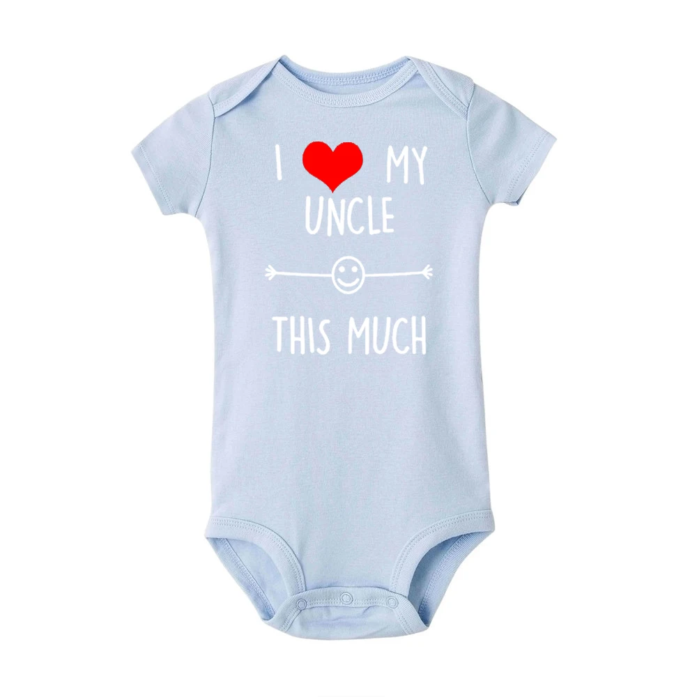 Забавный хлопковый комбинезон для новорожденных с надписью «I Love My Uncle This Much»; Модный милый комбинезон с короткими рукавами для маленьких девочек и мальчиков