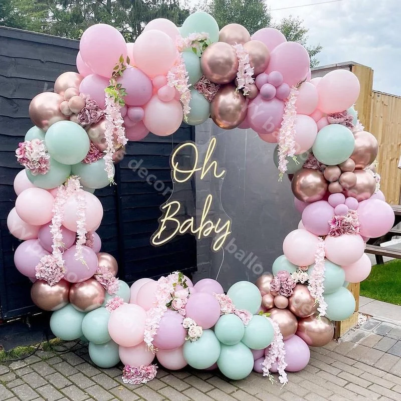 

DIY Macaron Pink Tiffany Blue Memorial Day Party Background Baby Shower Kid Toy Holidays Celebration Birthday Balloon Garland
