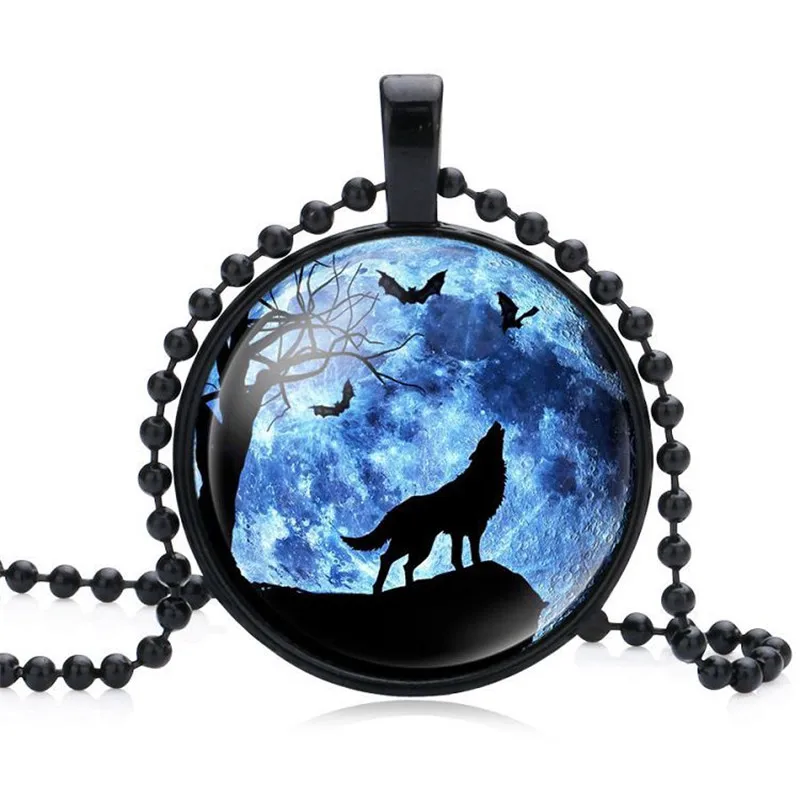 Новинка Nymph ожерелье с волком Anf вороном полная луна стеклянные ювелирные изделия