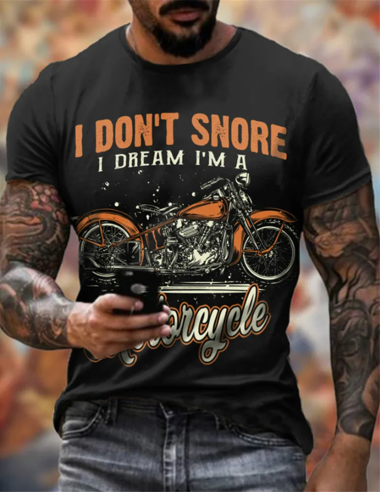T-shirt men's summer leisure short-sleeved motorcycle best-selling street 3D printing pattern round neck shirt large size