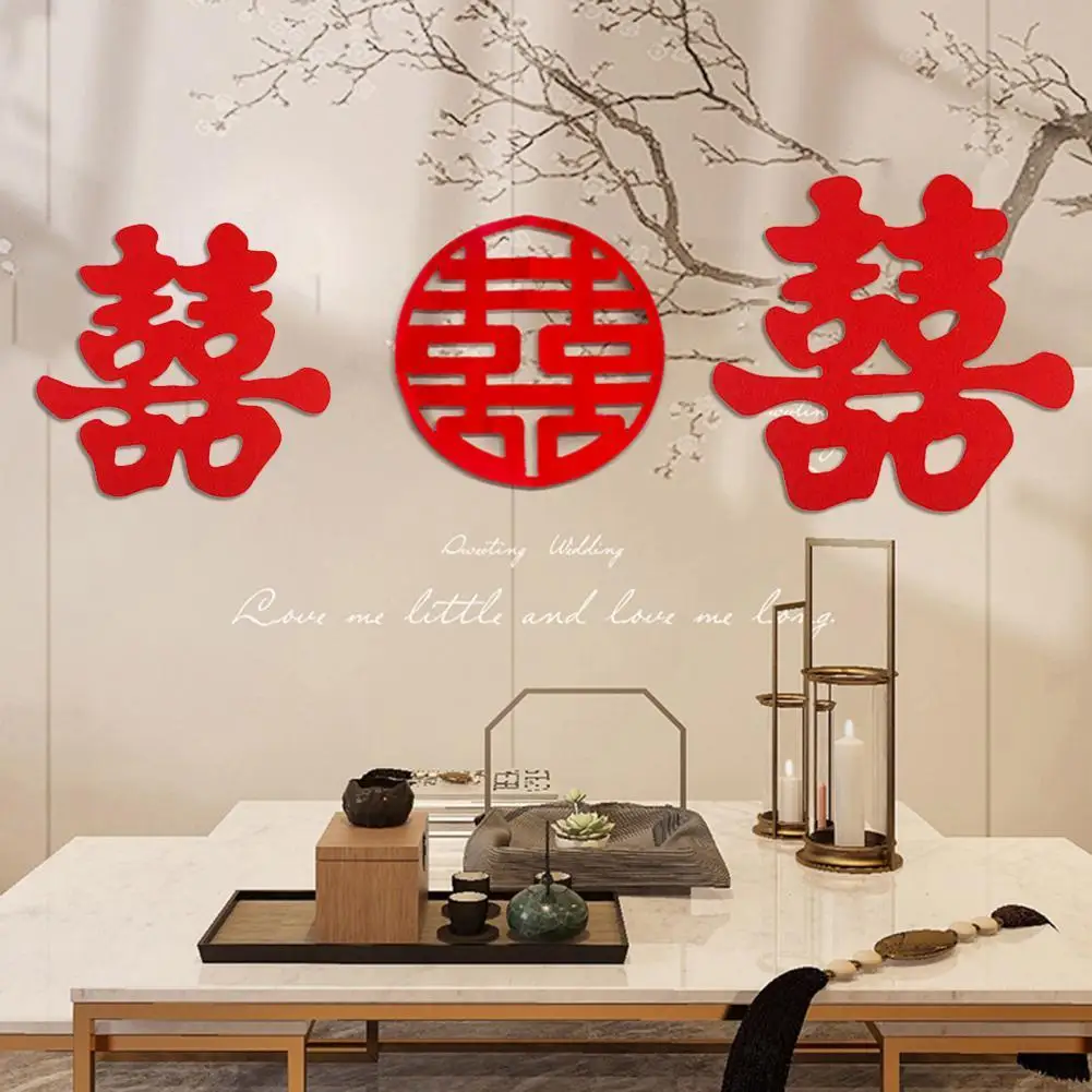 

20Sheets/Set Double Happiness Decal Fine Workmanship Easy to Use Non Woven Fabric Chinese Style Double Happiness Sticker for Roo