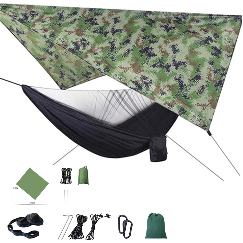 

Camping Mosquito Net Hammock Tent With Waterproof Canopy Awning Netting Set