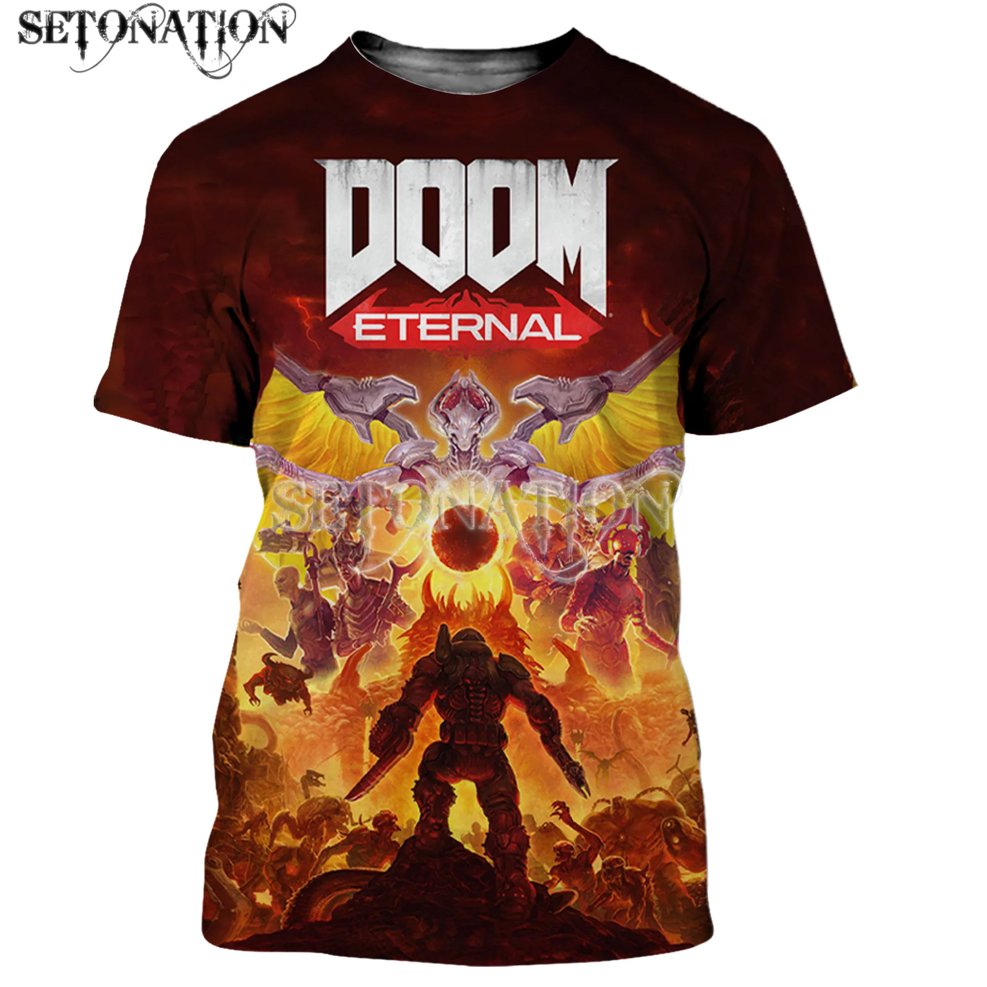 Футболка DOOM с 3D-принтом для мужчин и женщин модная тенниска в стиле Харадзюку