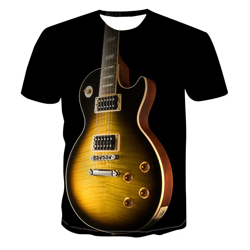

Classical Stringed Instrument T-Shirt Men 3d Printed Guitar Clothing Summer Short Sleeve Music Party Tees Street Tops 2021 New