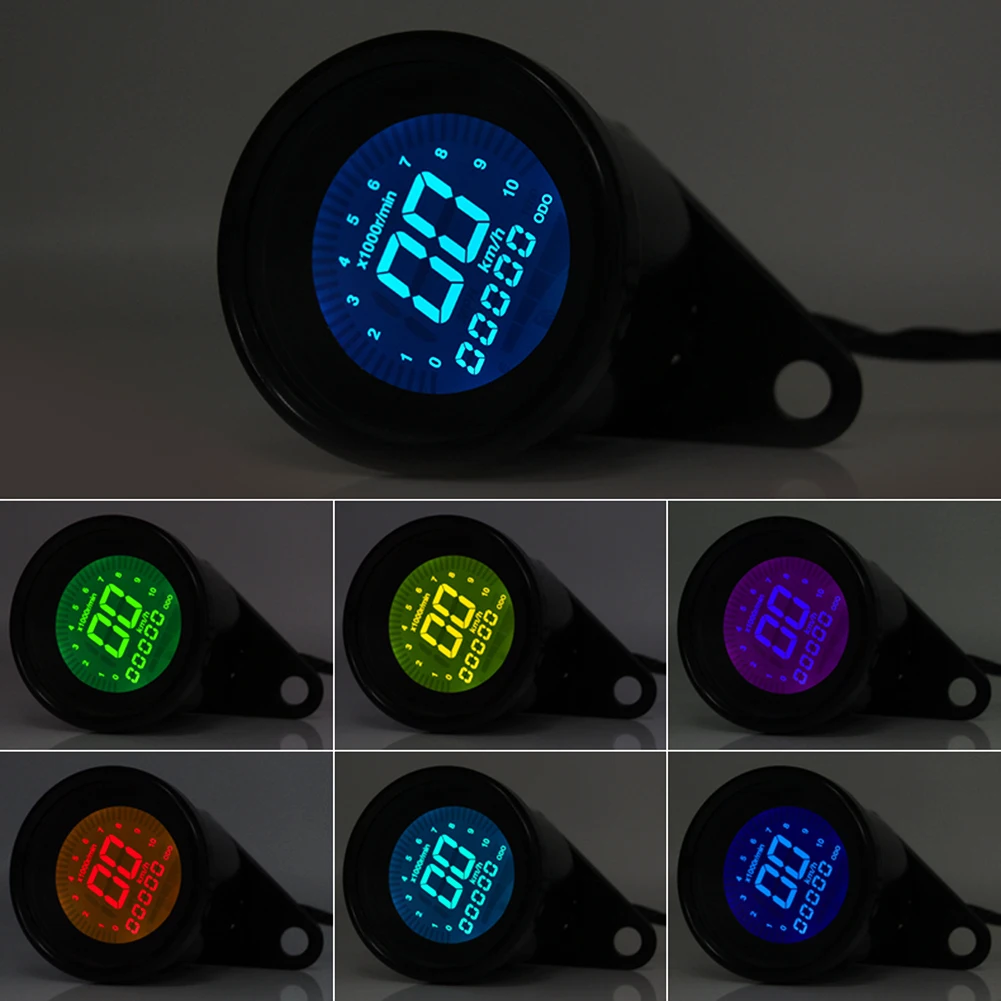Прочный ЖК-дисплей цифровой спидометр мотоцикла Лидер продаж 7-Цвет освещенная