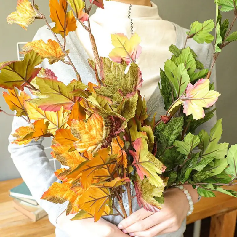

3Pcs/Set Autumn Maple Leaf Simulation Flower For Wedding Indoor Outdoor Plant Decoration Home Party
