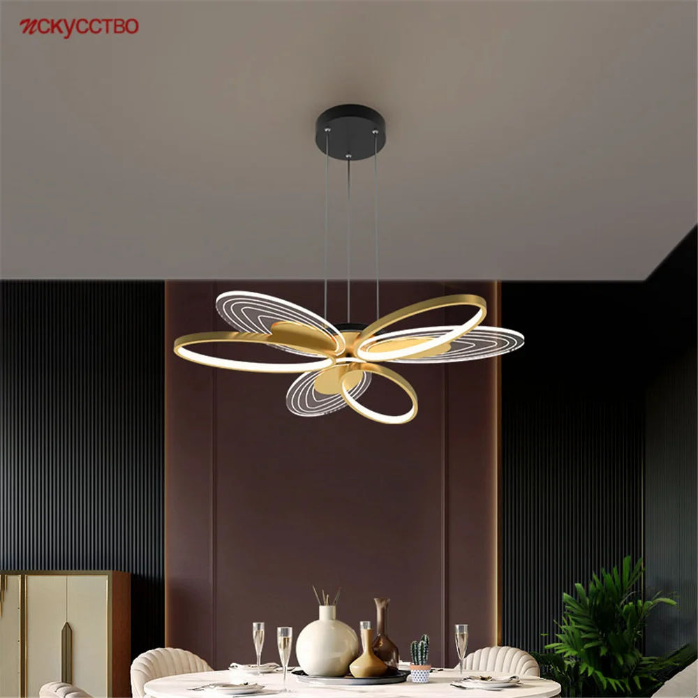 

Постмодернистские акриловые овальные металлические светодиодные люстры, освещение для столовой, виллы, отеля, Роскошный домашний декор, по...