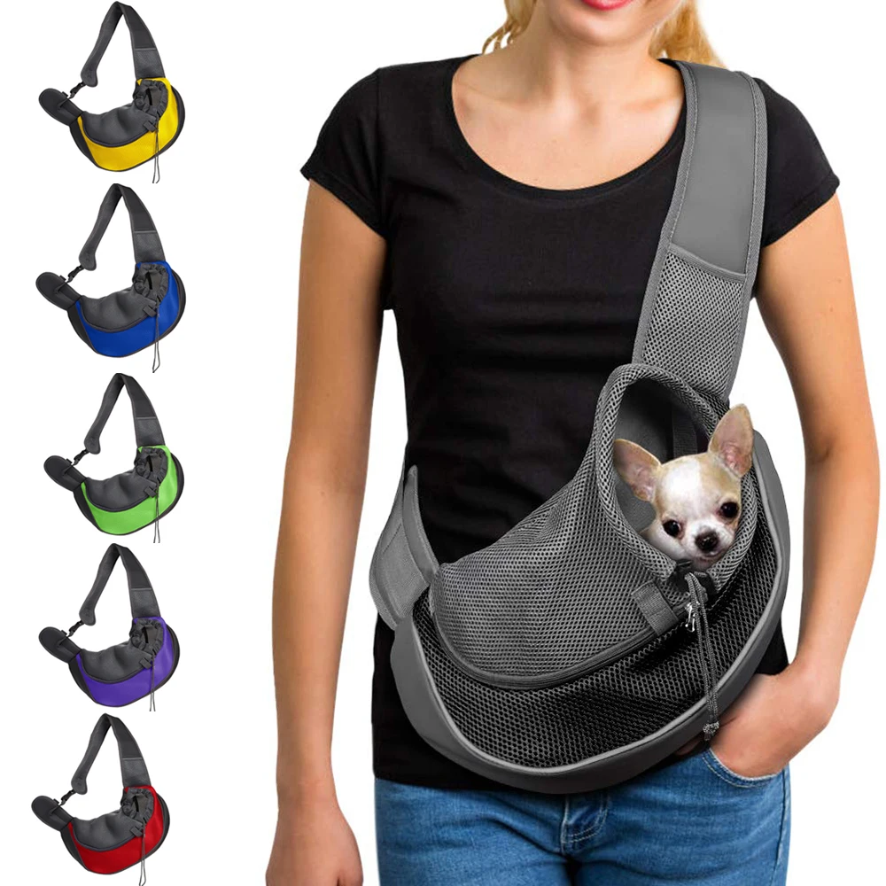 

Pet Dog Cat Sling Carrier Breathable Travel Safe Sling Bag Puppy Kitten Outdoor Mesh Oxford Single Comfort Handbag Tote Pouch