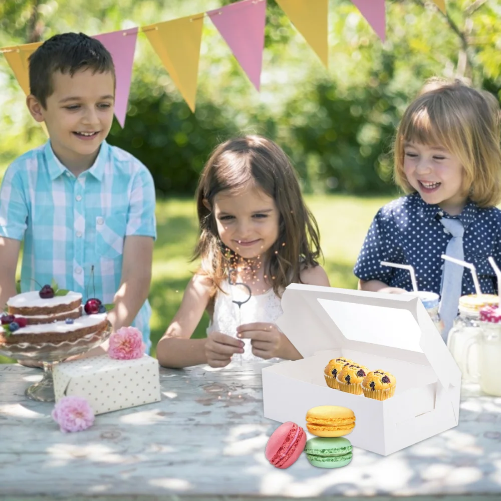 

20Pcs Paper Cake Box Cake Container Six-Grid Storage Box Muffin Dessert Box