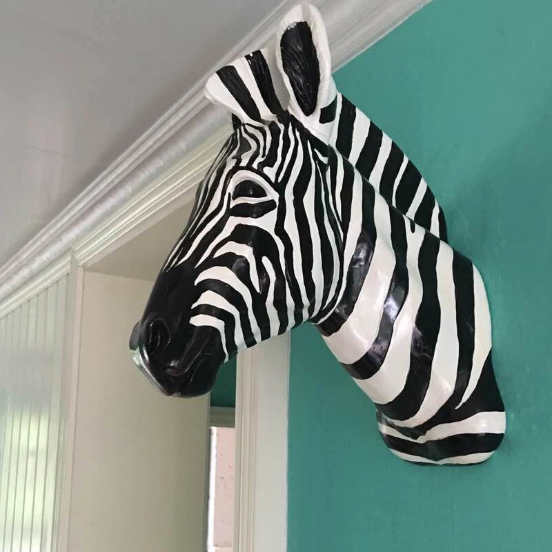 

[Decor] Home Hotel Wall Hanging Decoration Sculpture Zebra Head Statue Resin Animal Statue Doll Art Craft Christmas