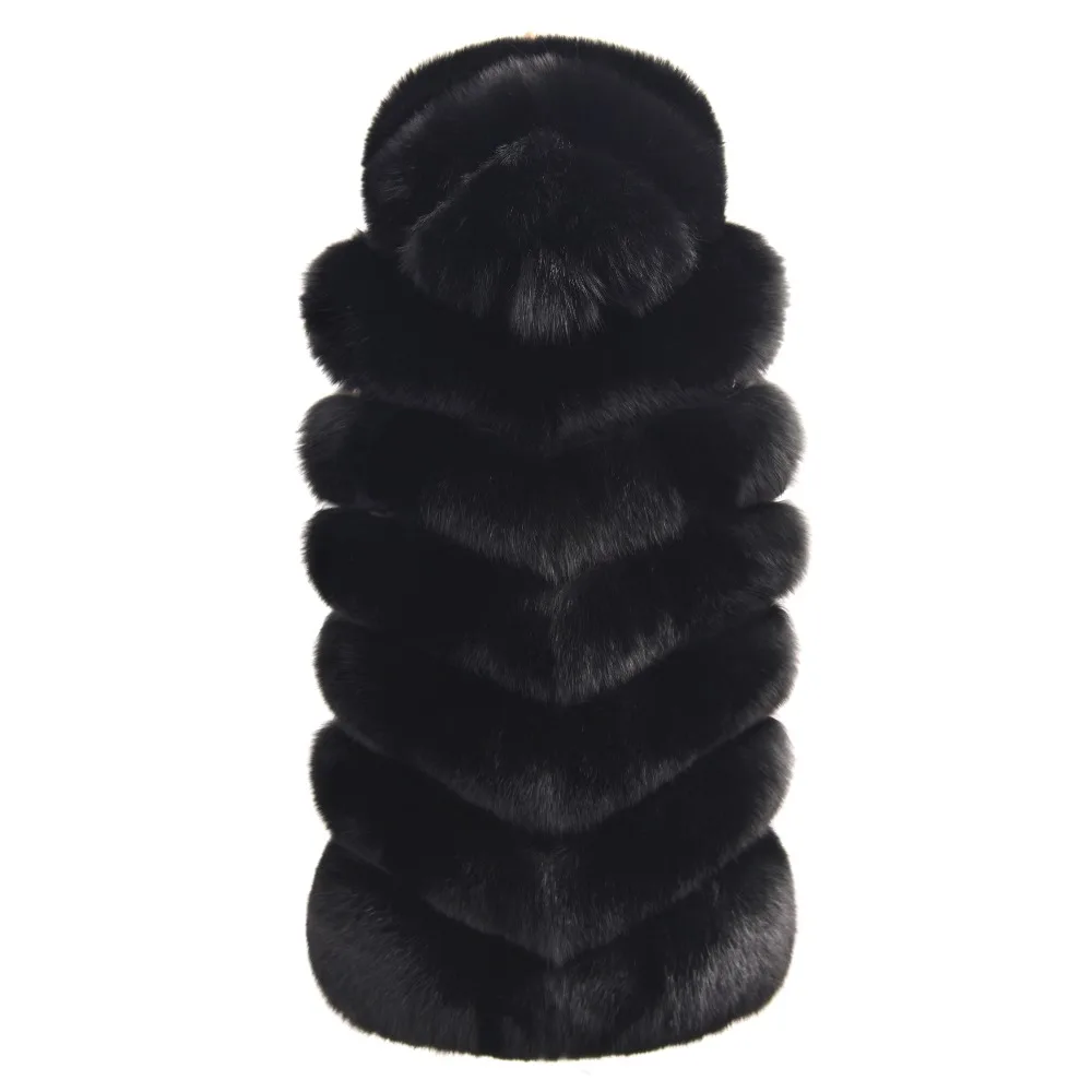 

Natural fox fur vest black hoodie ladies fashion warm long section natural fox fur ladies vest hoodie
