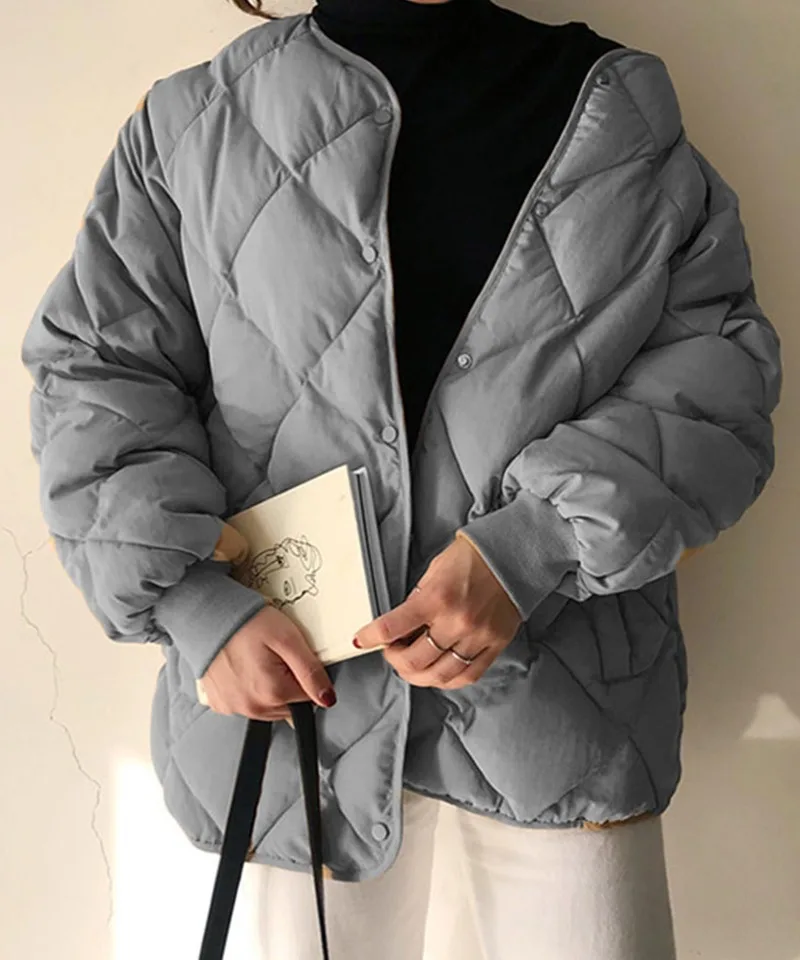 Fashion 2020 Autumn OL Temperament Korean Women's Long-sleeved Collarless Loose Cotton Coat