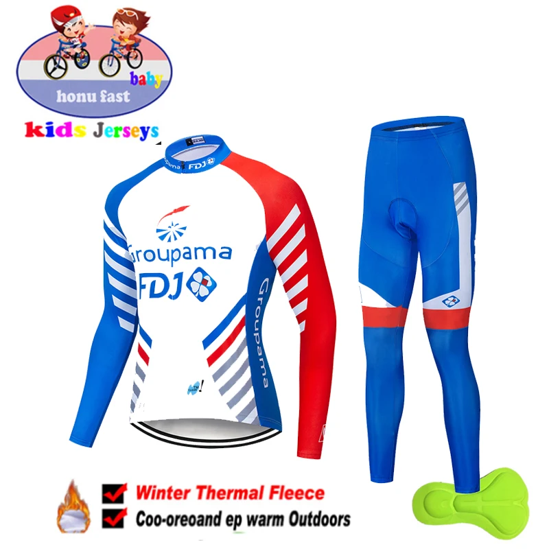

High quality Winter Fleece Children's Cycling Clothing 2021 Keep warm Kids Jersey Bike Suit Clothes MTB Kids Cycling Equipage