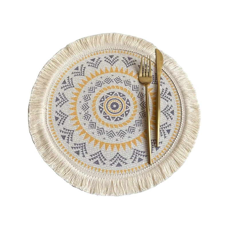 Bohemian Woven Place Mat Table Insulation Dining for Kitchen Decors 6 Styles | Дом и сад