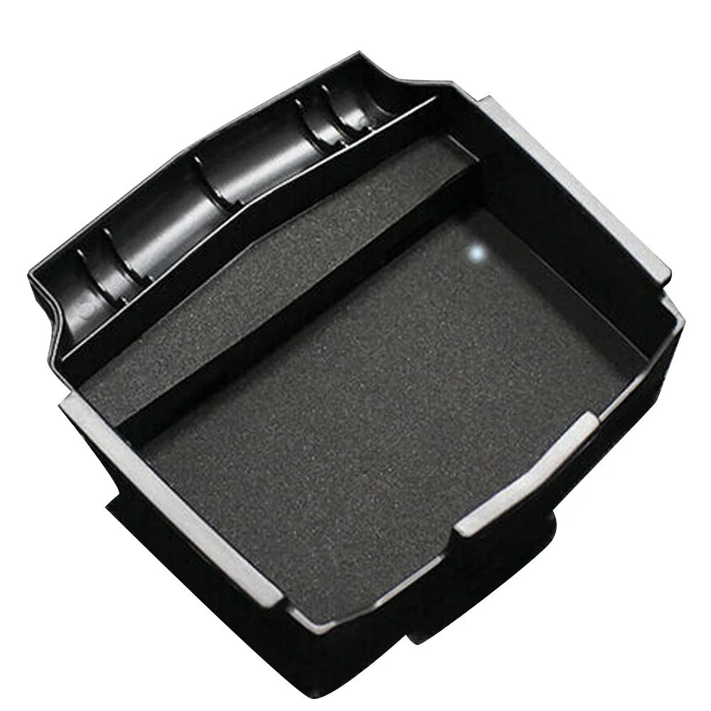 

1pc Armrest Storage Box Black Interior Holder Central ABS Tray Organizer