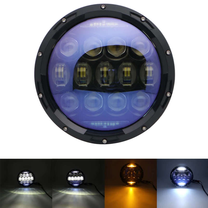 130W 7Inch Blue Projector Headlights DRL/Amber Turn Signal  For motorcycle 7 inch LED Headlight.