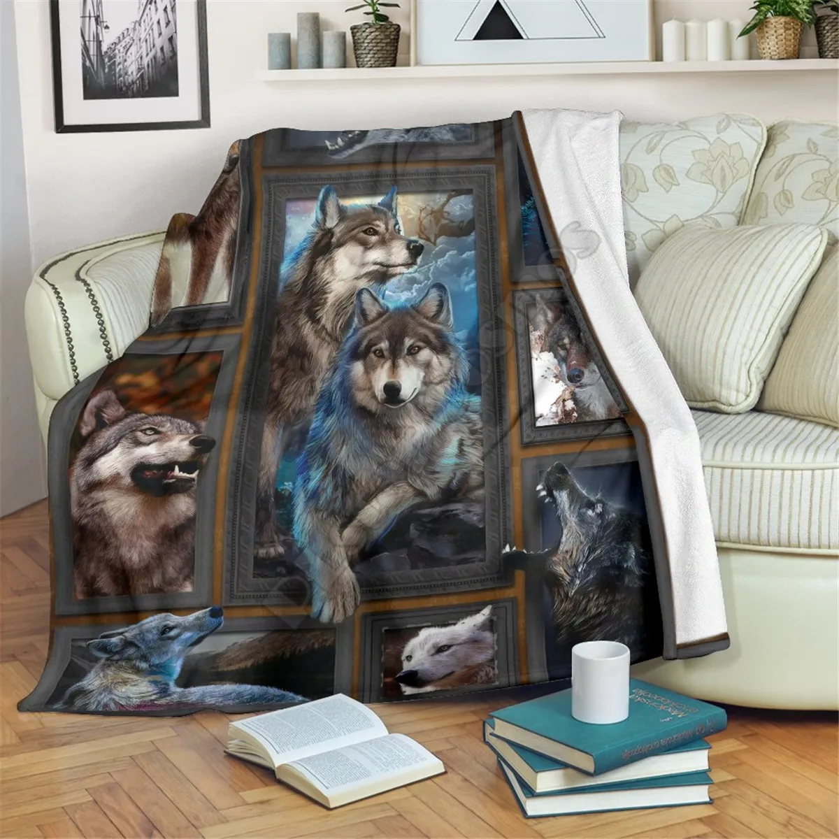 

Wolf Fleece Blanket 3D full printed Wearable Blanket Adults/kids Fleece Blanket Sherpa Blanket Drop Shipping 07