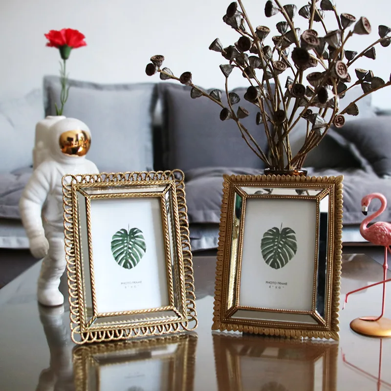 

European Style Modern Photo Frame Creative Retro Bedroom Desktop Photo Frame Decoration Ornament Gold Picture Frame 6 Inch