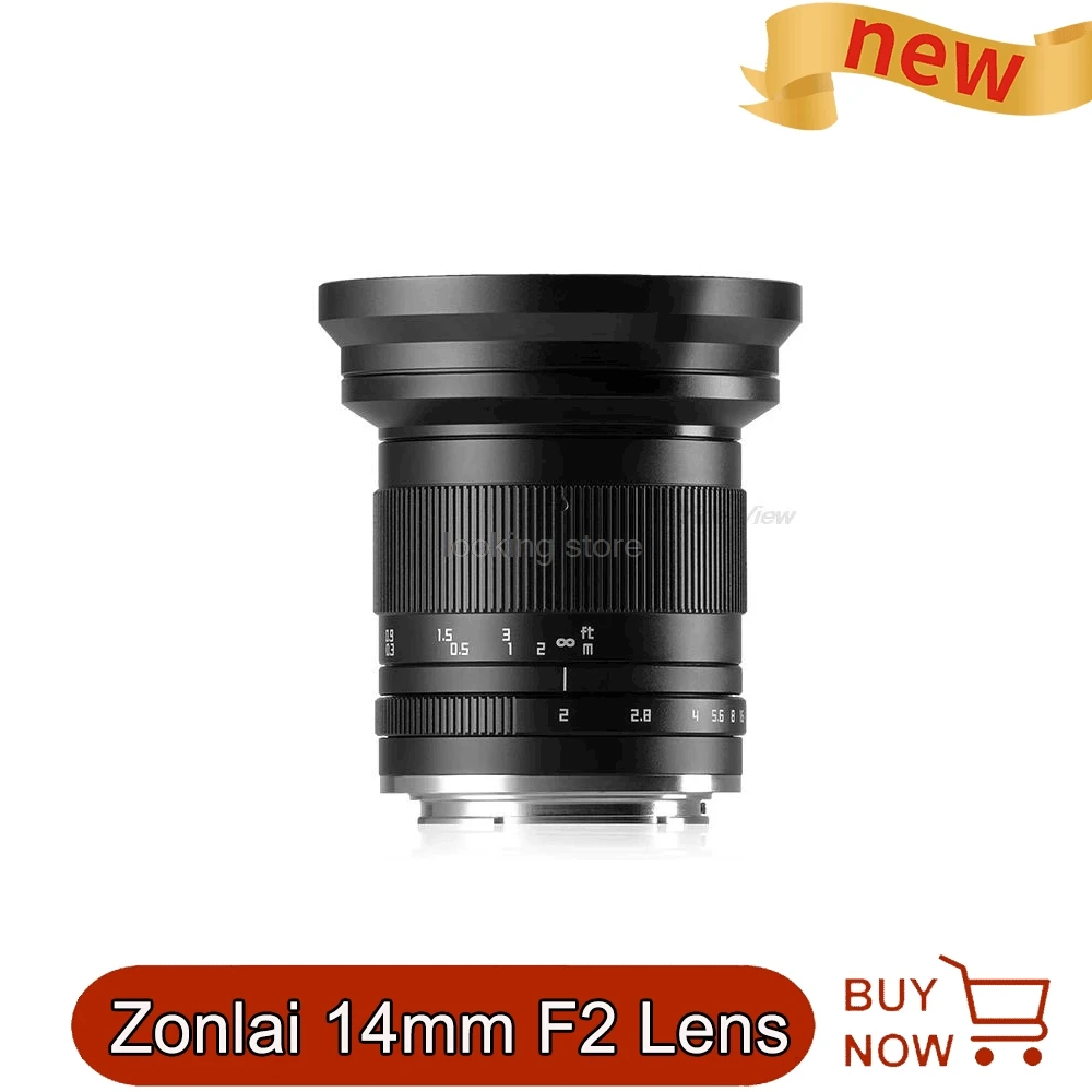 

Zonlai 14mm F2 Lens Ultra Wide Angle Manual Focus Prime for Fujifilm X Sony E Canon EOS-M Mount Camera A7 A6400 X-T30 X-T4 M5