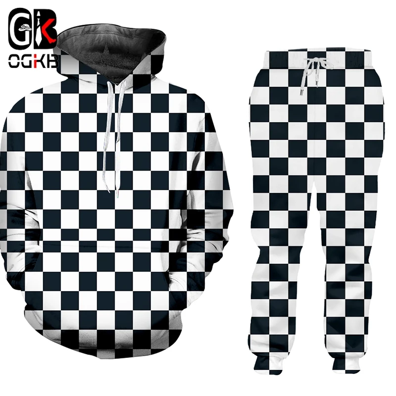 Мужская спортивная одежда OGKB классная модная черная белая сетка с 3D принтом в
