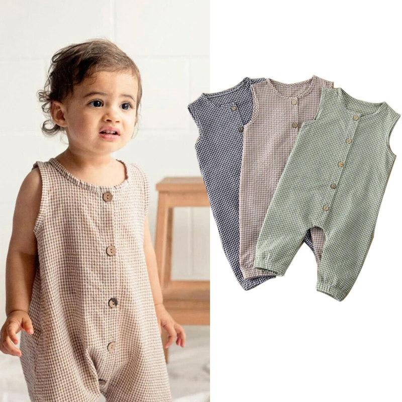 Комбинезон без рукавов для новорожденных детский весенний комбинезон летняя