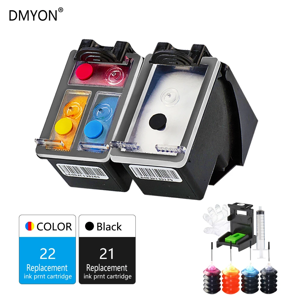 DMYON Замена для hp 21 22 перезаправляемый картридж совместимый Deskjet 3915 3920 D1530 D1320 D1311 D1455