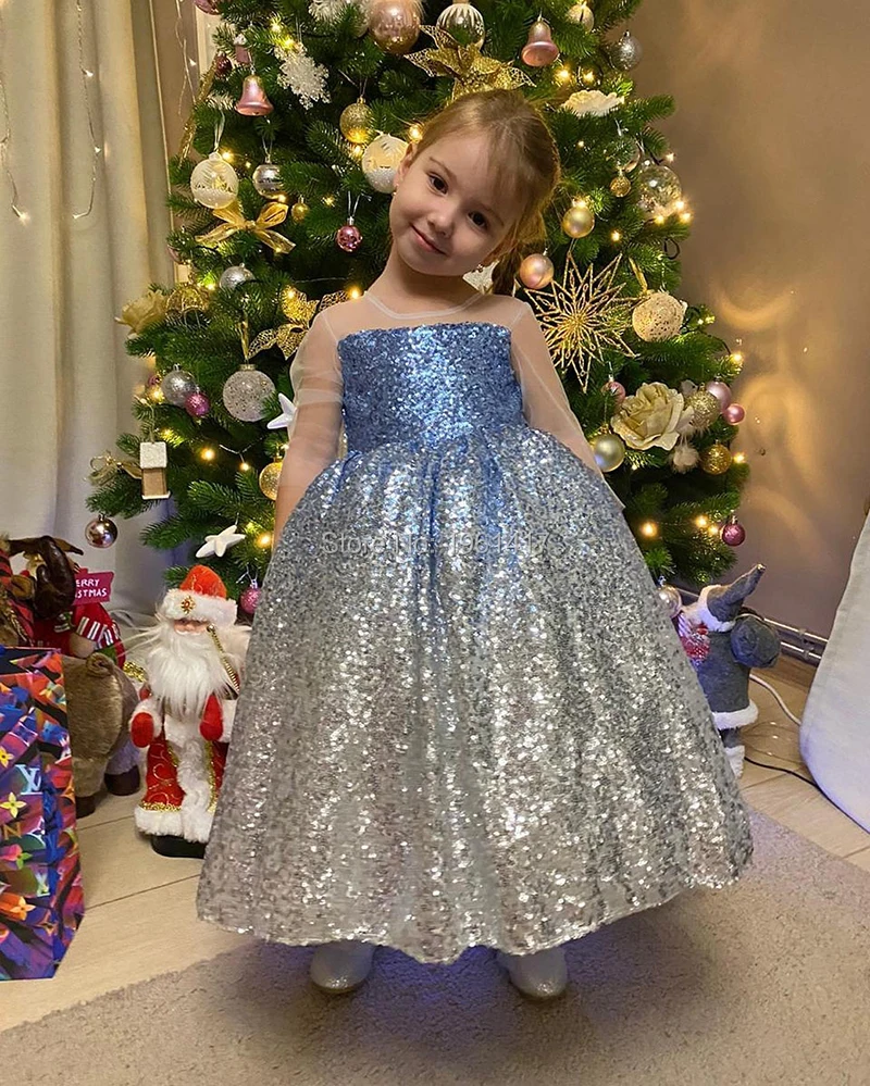 

2020 new children's dress baby girl's birthday party dress sequined long dresses birthday party dress custom made