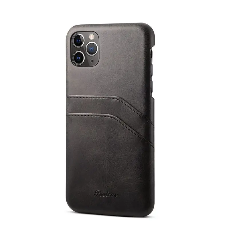 Черный Чехол на заднюю панель для iPhone 11 Pro, кожаный держатель для карт, Карманный чехол для телефона для iPhone 11 Pro Max, защитный чехол, винтажный, деловой - Цвет: Черный