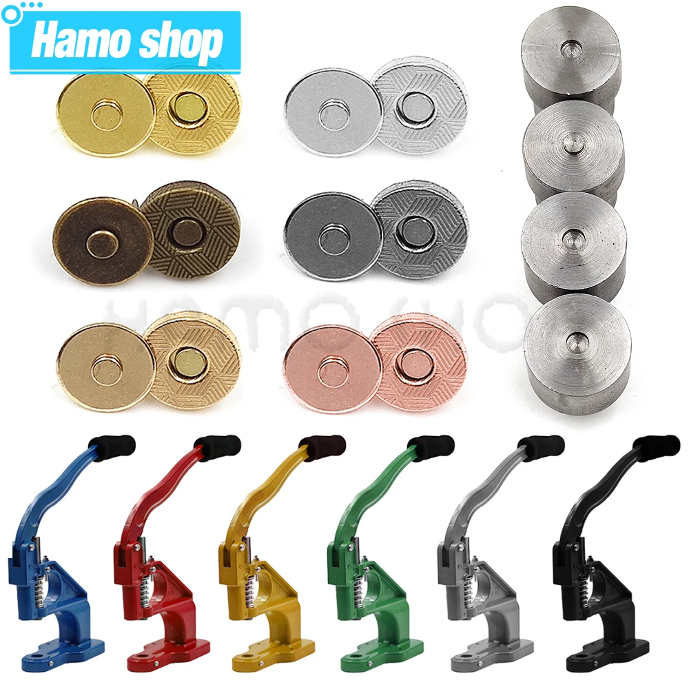 

10sets/lot 10mm-18mm Magnetic Button Bags Wallet Buttons Magnet Buckle Metal Snaps Magnetic Clasp Installation Moulds Machine